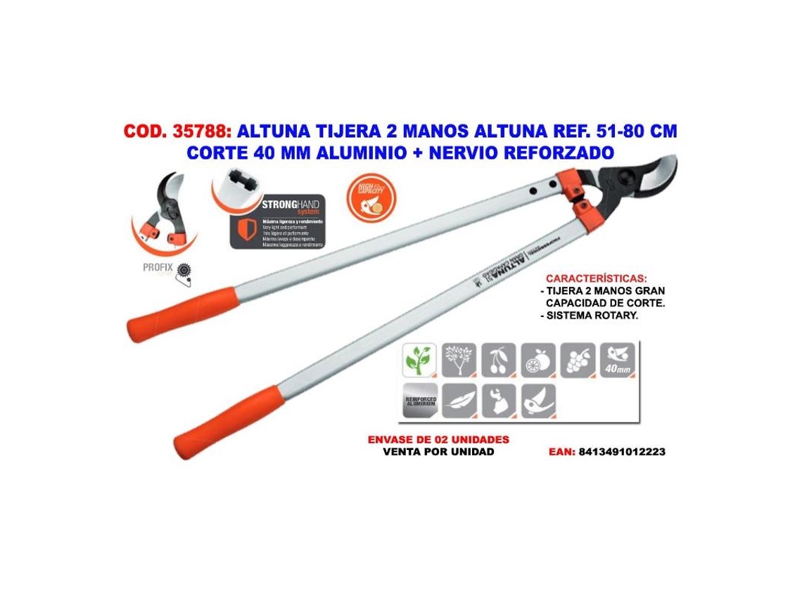 Altuna tijera 2 manos altuna51 80 cm corte 40 mm alu+nervio refo