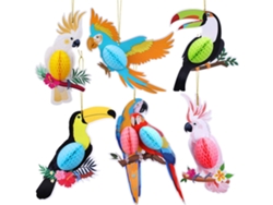 Dan26-6pcs/set Decoración De Loro Colgante De Papel Para Fiesta Tropical Verano Jardín Cumpleaños Boda