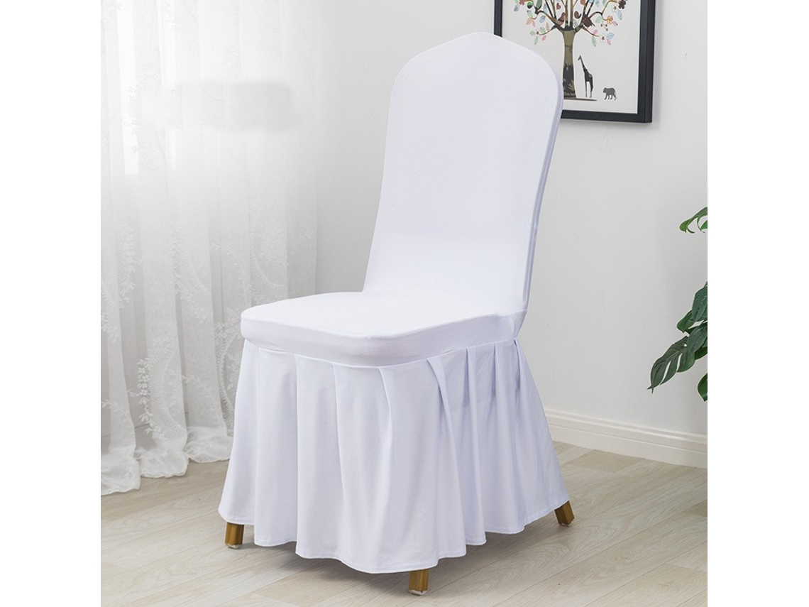 1 paquete de funda protectora extraíble para silla de comedor para el hogar, restaurante-blanco puro-Tamanho padrão LUUCOZK