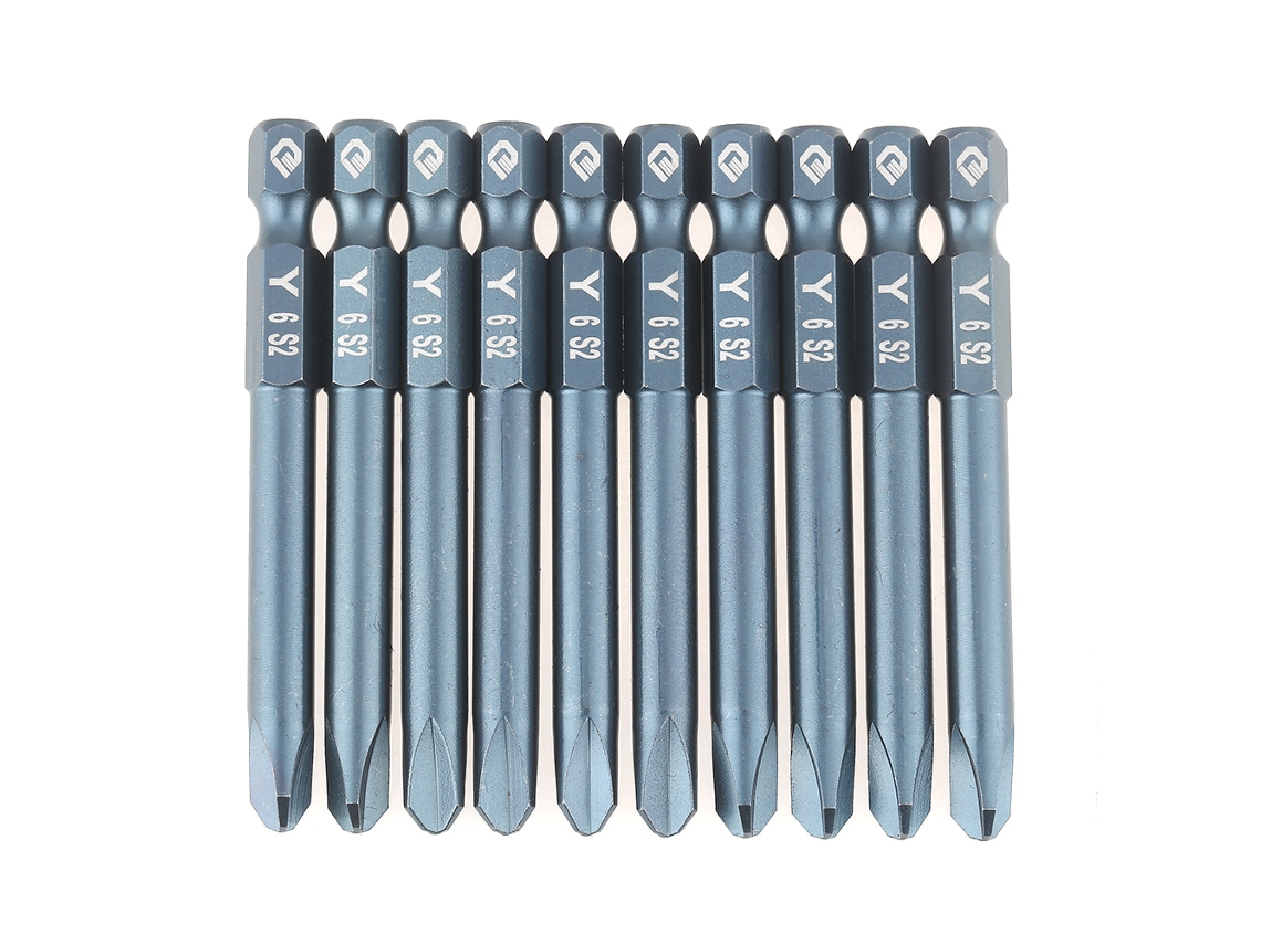 Juego De 10 Puntas De Destornillador Magnéticas En Forma De Y, Acero S2, 1/4 De Pulgada, 65 Mm