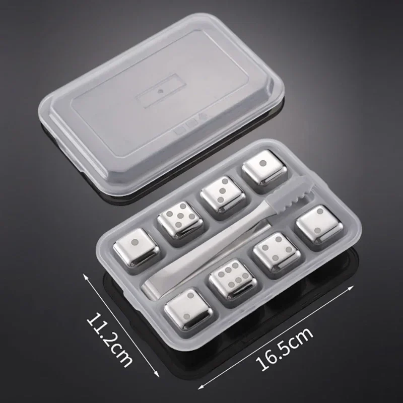 (plata, 8pcs, Con Clips) Cubos De Hielo Reutilizables De Acero Inoxidable, Congelación Rápida, Metal De Grado Alimenticio