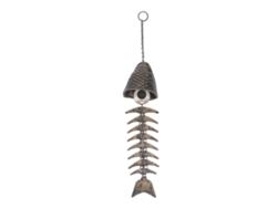 Sino de Vento Bj-Fishbone com Melodia Relaxante, Ornamento de Ferro para Pendurar, Decoração para Casa e Exterior