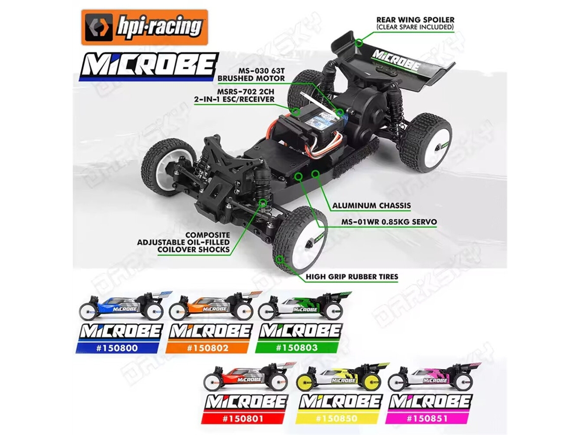 Azulhpi Racing Maverick Microbe 150800 Rtr 1/24 2.4g Rwd Todoterreno Chasis Aluminio Engranaje Metálico Eje Transmisión Amortiguadores Aceite