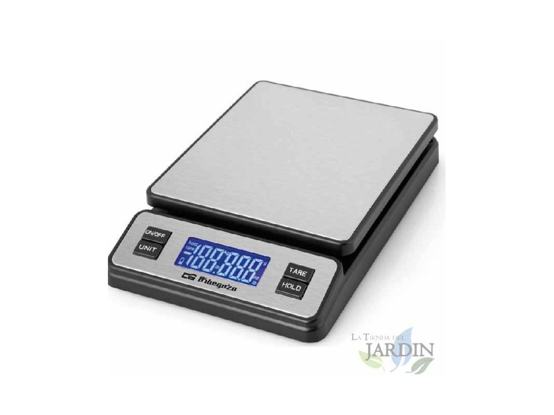Báscula de Cocina SUINGA Pantalla LCD y Superfície Inox 17x19 cm (Capacidad: 40 kg)