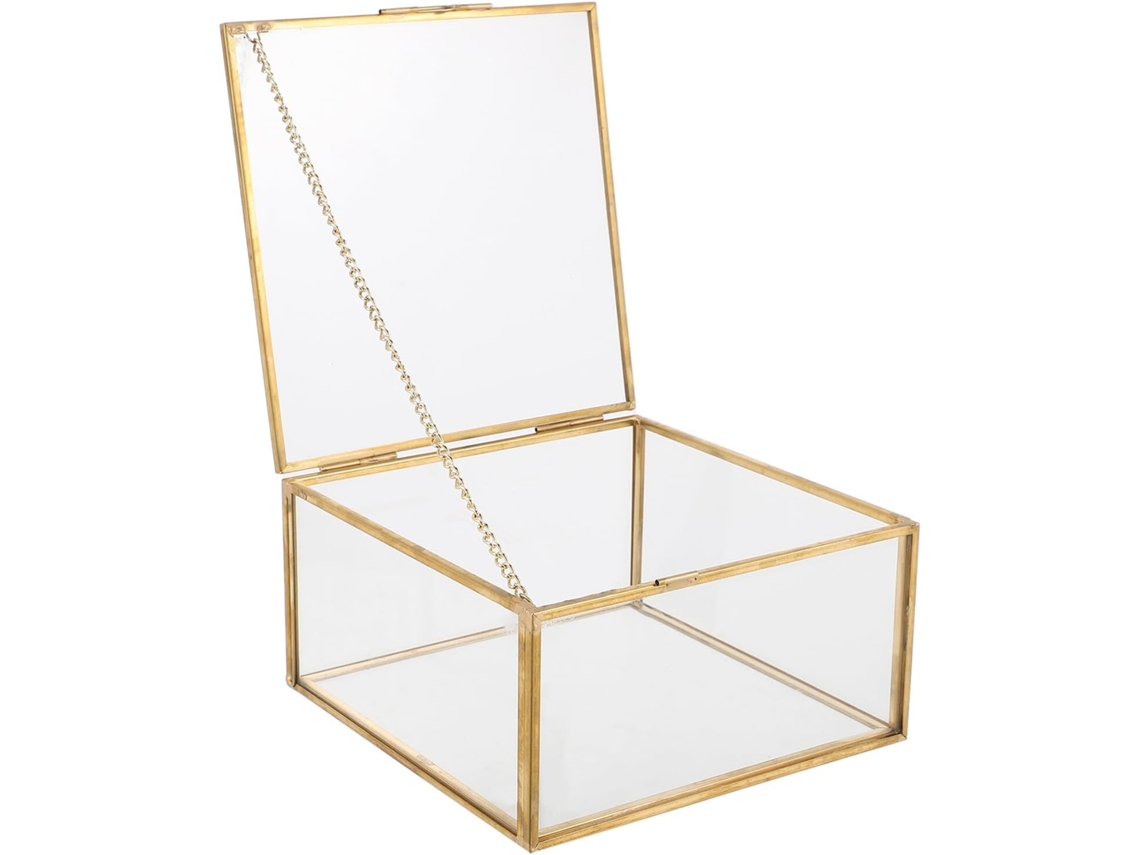 Caja de joyería de cristal transparente Slowmoose con tapa.