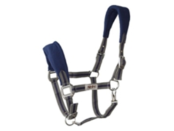 Mosquetão Forrado de Lã Duplo Acolchoado Nylon Azul Cinzento Ponyhispano Hipica
