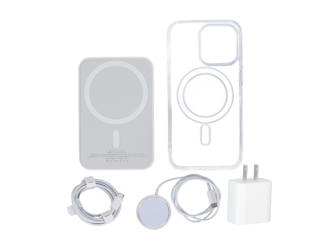 Kit De Carregamento Rápido Sem Fio Magnético Para Iphone Com Power Bank Portátil E Capa