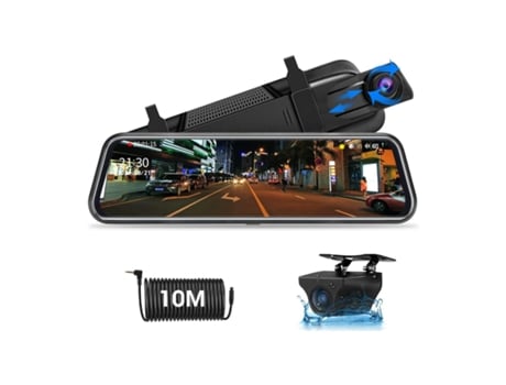 Cámara espejo retrovisor coche 10 IPS touch 1080p 170º cable cámara trasera 10m JANSITE