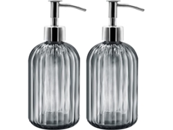 2 Dispensadores De Vidrio Gris Oscuro De 400 Ml Con Bomba, Para Jabón/champú/loción.