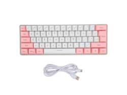 Teclado Mecánico Para Juegos Rgb, 61 Teclas, Contraste, Usb, Blanco/rosa, Mini Con Retroiluminación Ajustable.