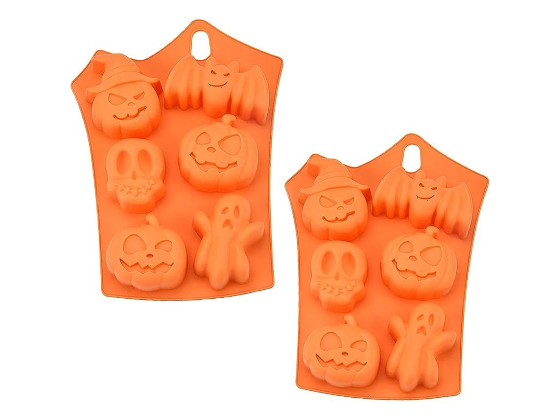 2026-molde De Silicona Para Hornear Con Diseños De Halloween: Murciélago, Calabaza, Calavera Y Fantasma