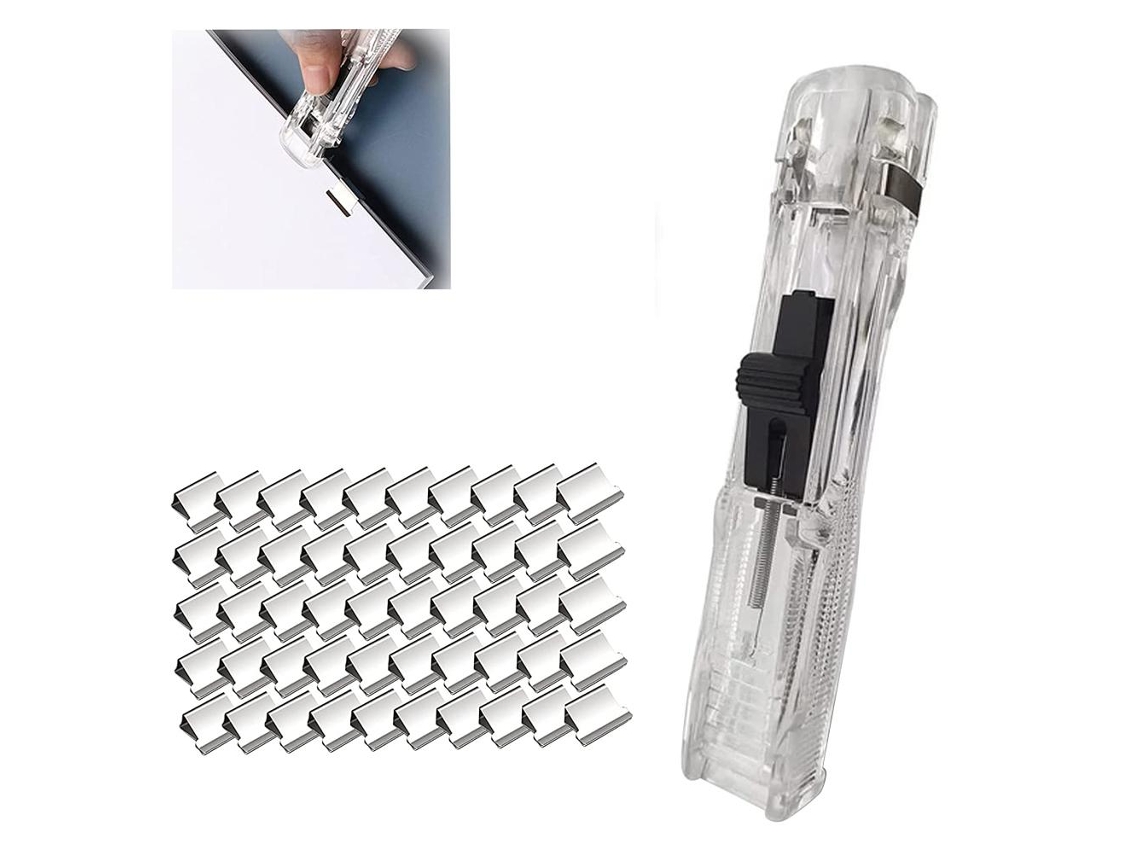 Mini Juego De Grapadoras De Acrílico Transparente Con 50 Grapas Reutilizables Para Oficina, Hogar Y Escuela.