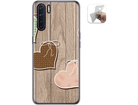 Carcasa Oppo A91 TUMUNDOSMARTPHONE Corazones Madera Multicolor