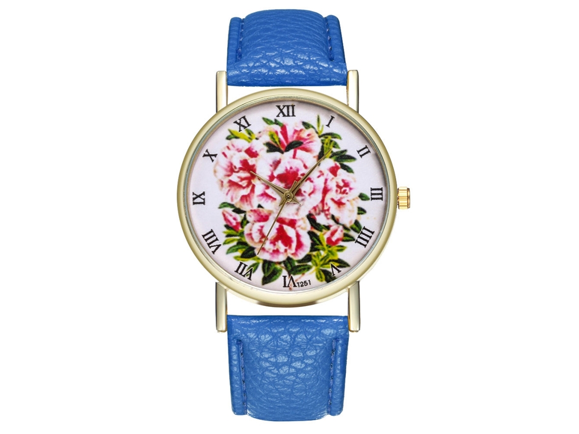 Reloj De Pulsera De Cuarzo Informal Para Mujer Con Correa De Piel Sintética Azul Marino.