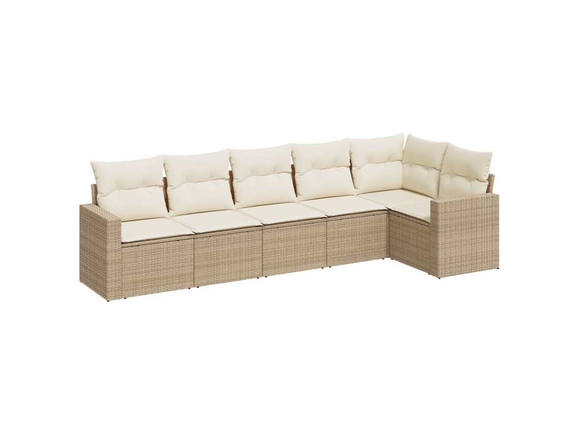 Conjunto 6 de sofás jardín con cojines VIDAXL ratán sintético beige