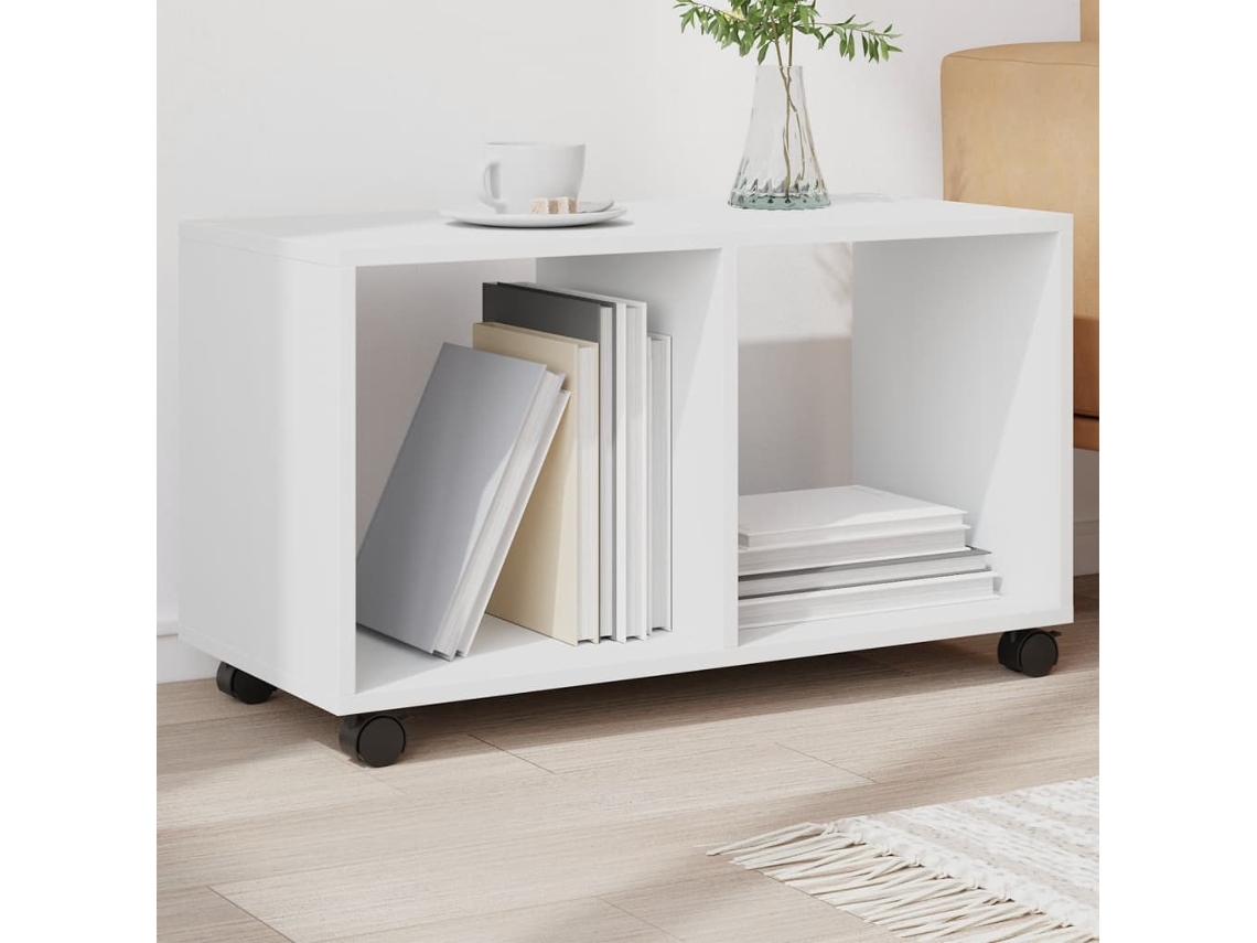 Armario Con Ruedas Madera Ingeniería Blanco 72x33x42,5 Cm