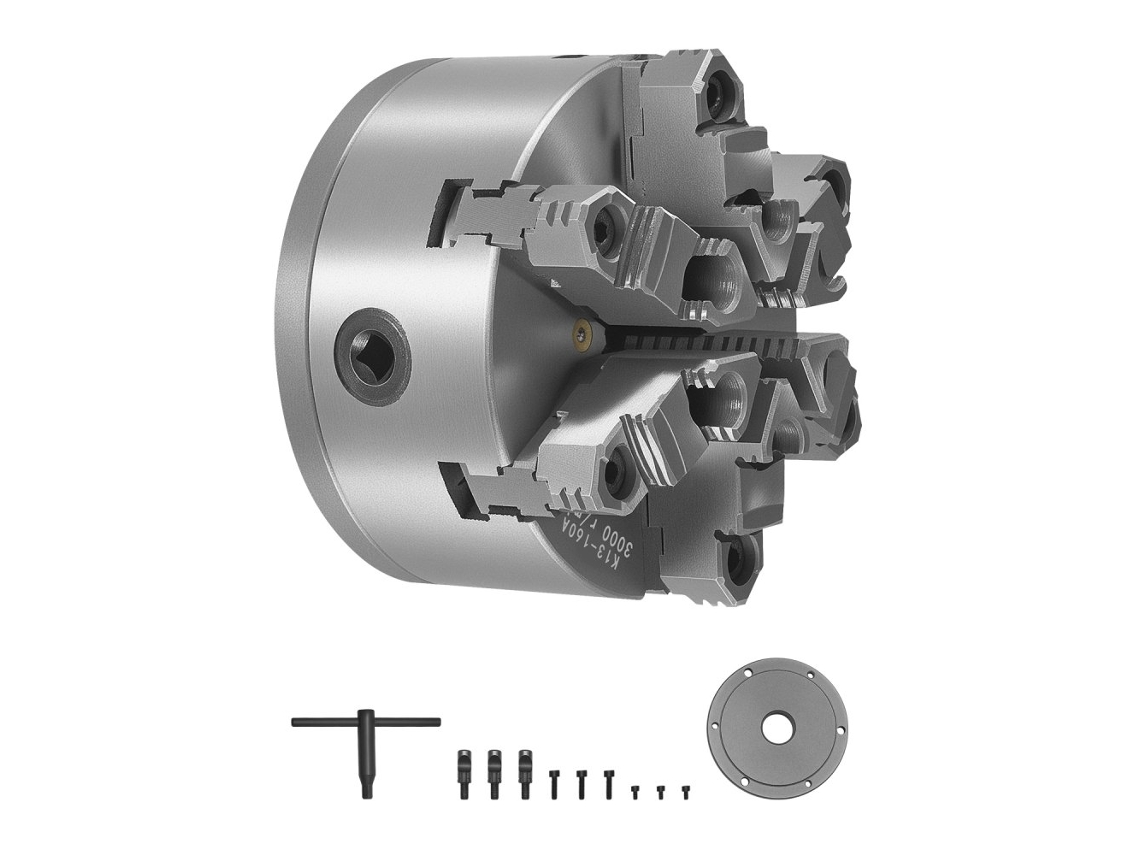 Mandril De 6 Garras Autocentrante Ø160mm Para Torno Metálico Ht300 Con Placa D1-4 Tekmaquinas