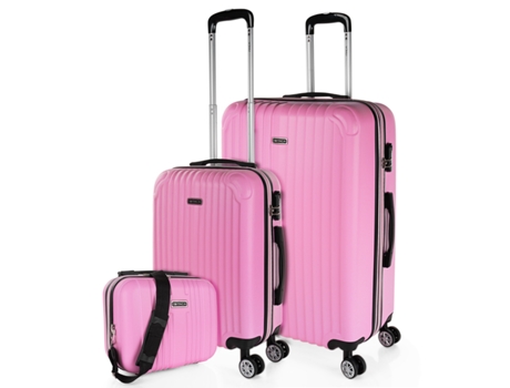 Juego De Maletas Rígidas Abs ITACA Sevron rosa (49X76x30 Cm)