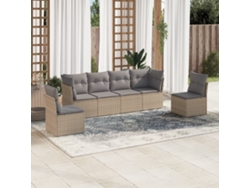 Conjunto de 6 sofás de jardín con cojines de mimbre beige Dkd Home Decor