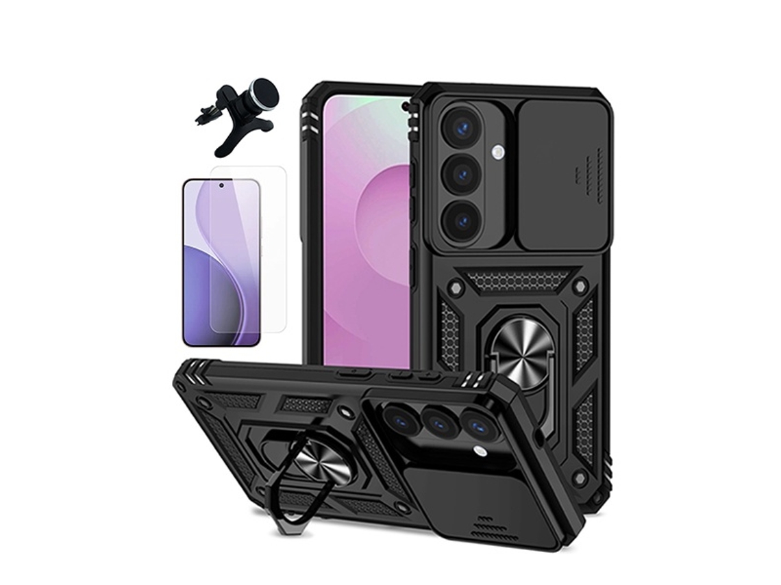 Kit Vidro Clearglass Capa Magnetic Slide Window Suporte Magnético Reforçado Phonecare Para Samsung Galaxy S26 Plus - Preto