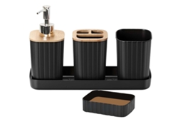 Juego de accesorios de baño de 5 piezas Avizar: portacepillos y vaso negros