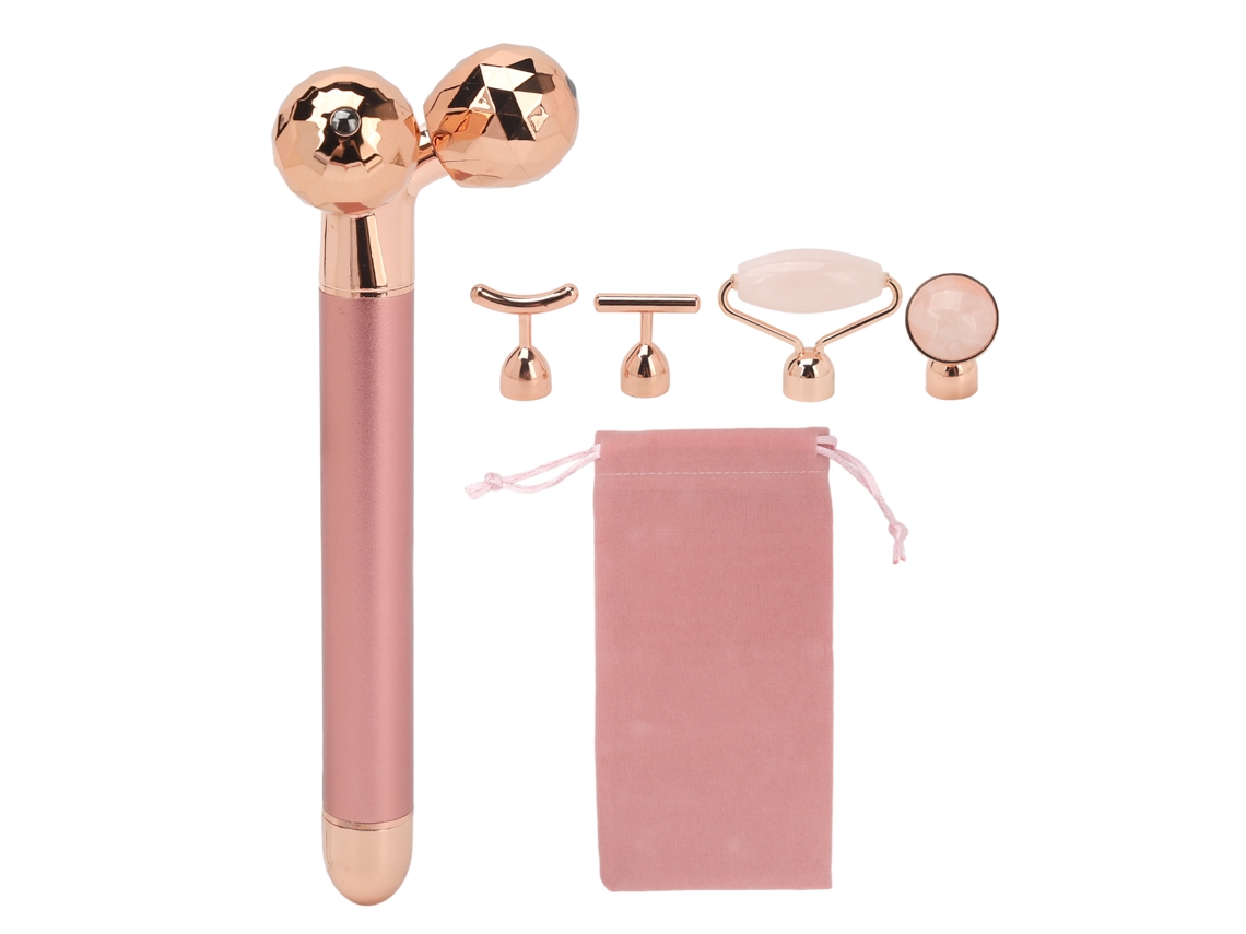 Roller Facial Eléctrico De Rosa De Cuarzo Con Vibración Multifunción Para Tighten Skin 5 En 1
