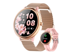 T8Pro Smartwatch de acero ultrafino 1,32" Amoled con monitor de salud oro rosa