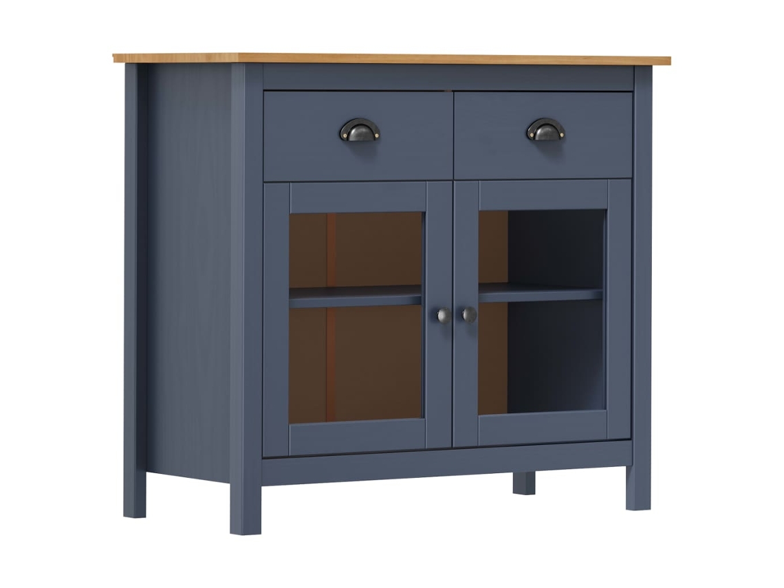 Mesita De Noche Hill Madera Maciza De Pino Gris 90x40x80 Cm