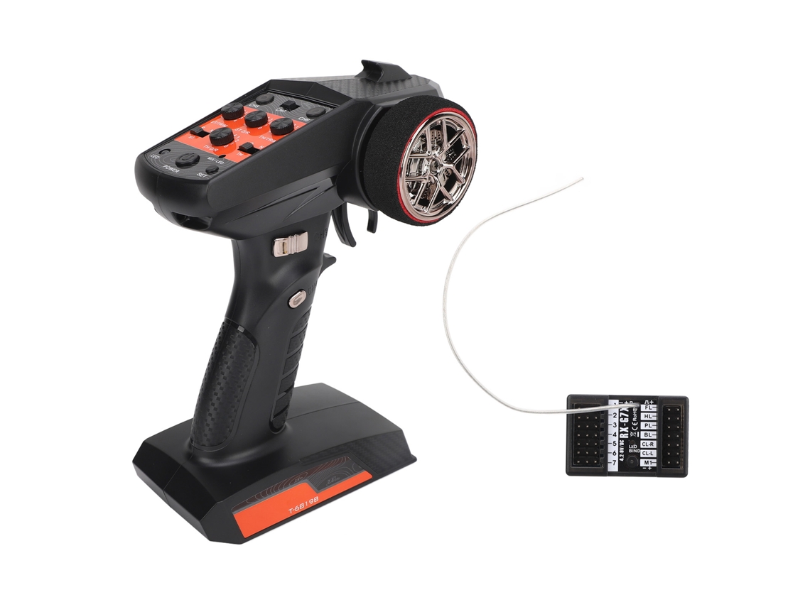 Transmisor De Control Remoto De 7 Canales Y 2,4 Ghz Con Receptor Para Coches Y Barcos Rc - Negro