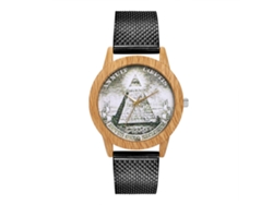 Reloj De Pulsera De Cuarzo Unisex Con Correa De Malla Moda Dial Redondo Negro
