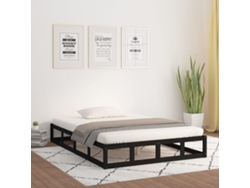 Estructura De Cama De Madera Maciza Negra 200x200 Cm