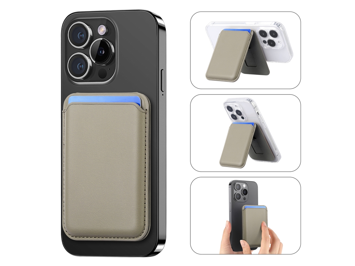 Cartera magnética ultrafina para iPhone con soporte ajustable - Gris Hexinyigjly