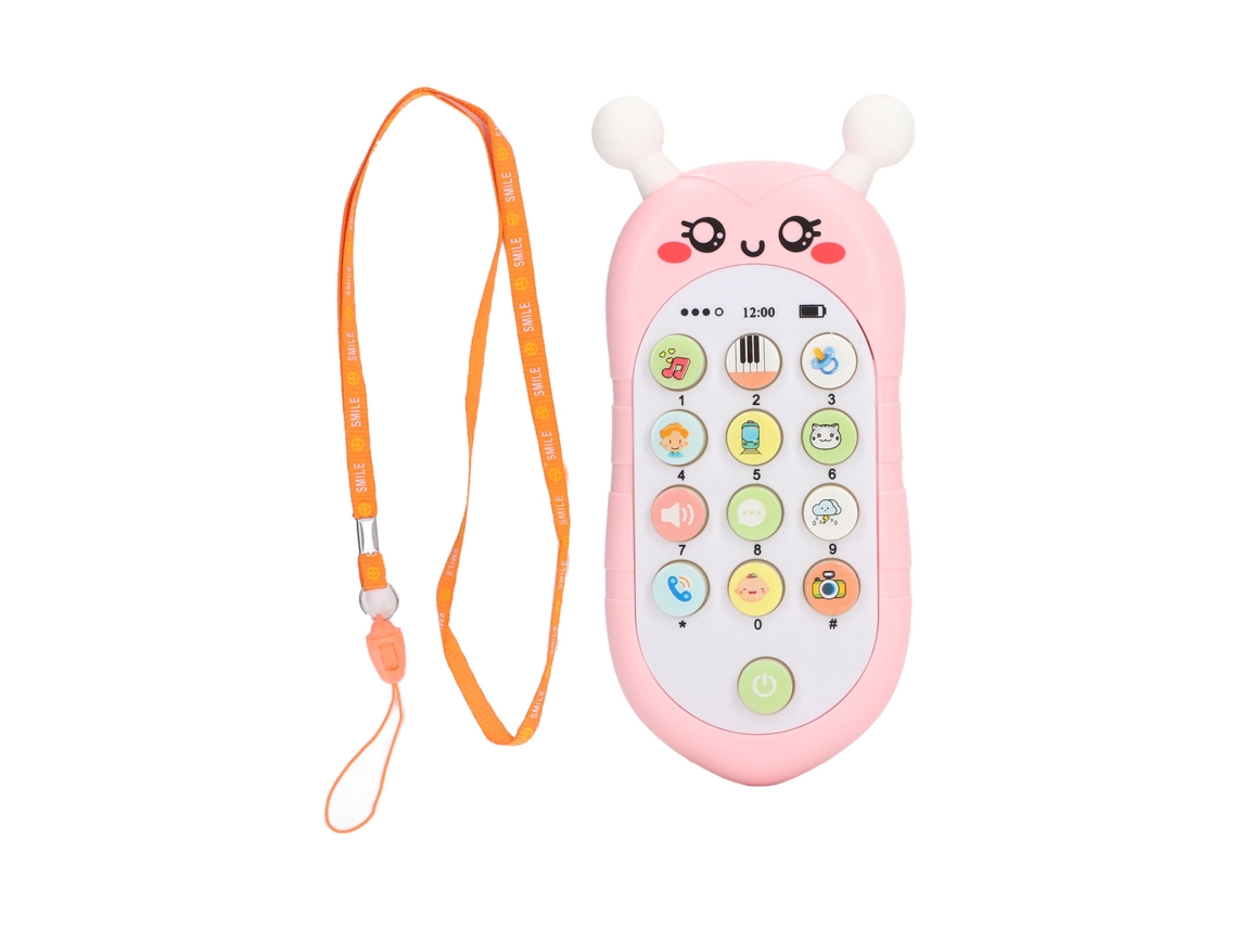 Ats-juguete Teléfono Bebé Abeja Multifunción Con Música Para Dormir Y Educación Temprana Rosa Con Cordón Batería Incluida