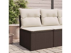 Silla de jardín sin reposabrazos con cojines de mimbre marrón PE Dkd Home Decor