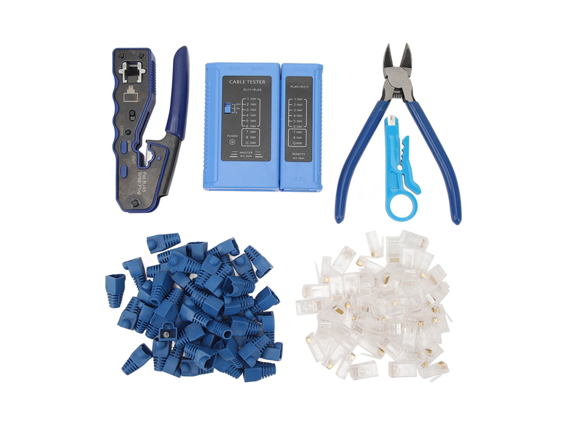 Herramienta De Crimpado Pasante Rj45 Con Cabezal De Cristal Cat6, Cubierta Protectora, Comprobador, Cortador Y Pelacables.