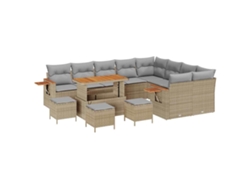 Maison Exclusive - Conjunto De Sofás De Jardín Con Cojín 14 Pcs Beige Y Gris Claro