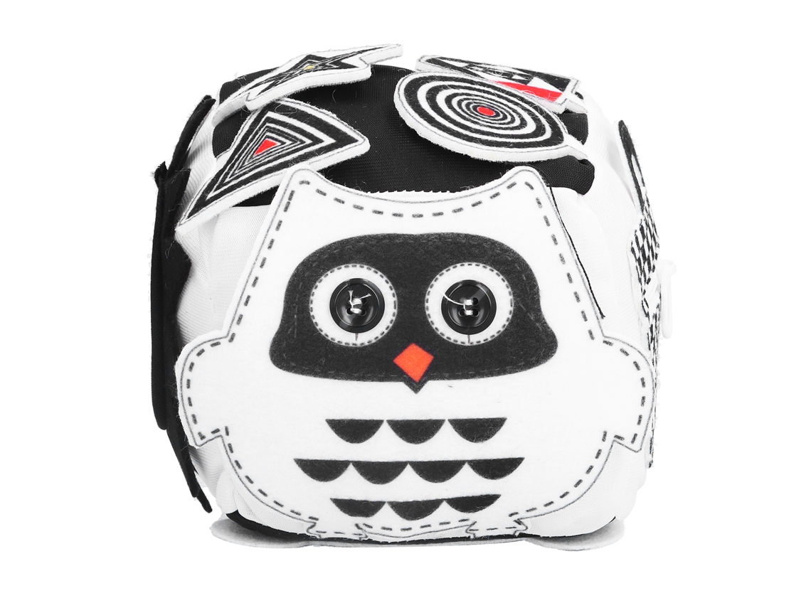 Dados De Tela Suave De Juguete Educativo Para Bebés Con Botón Y Encaje, Búho Blanco Y Negro.