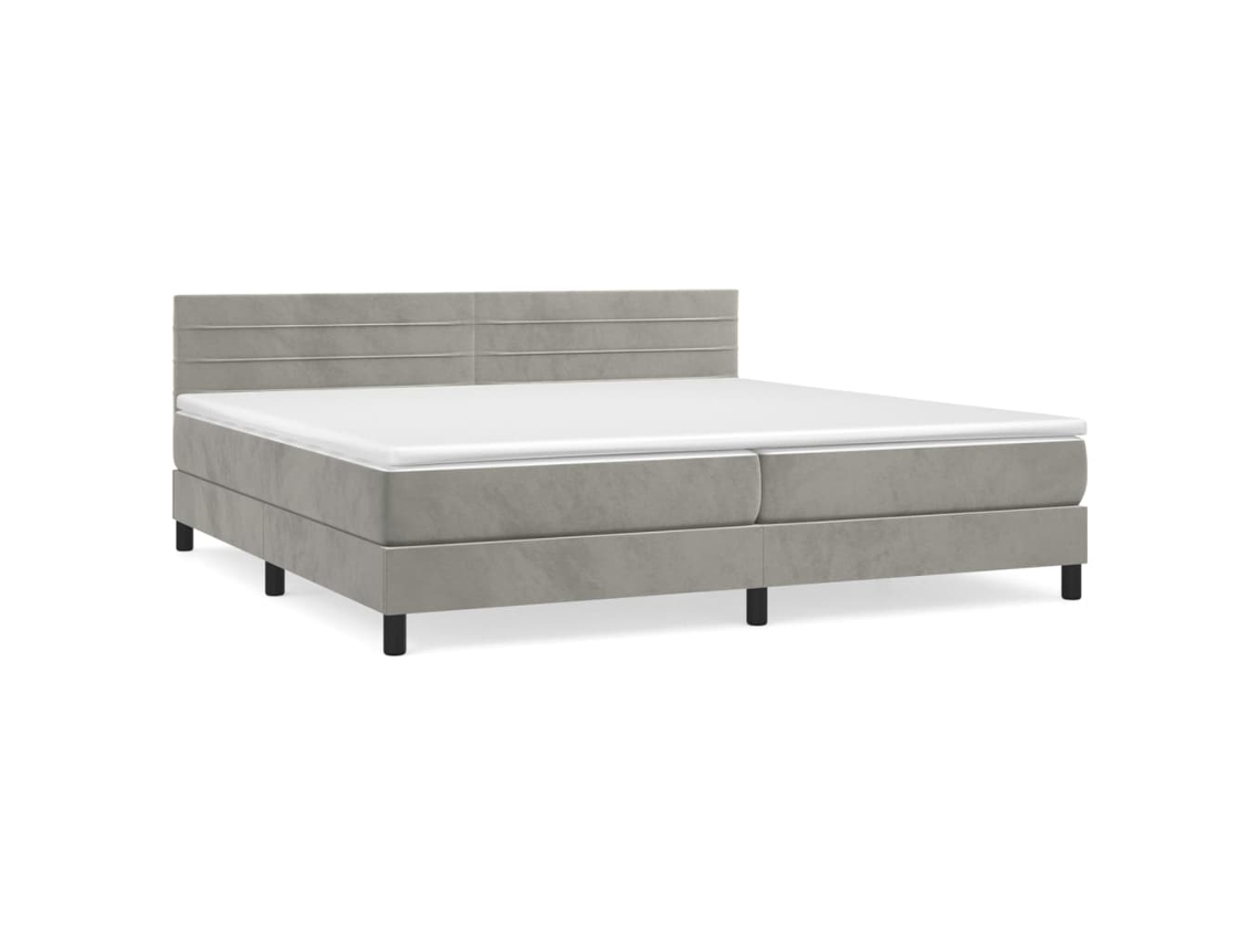 Maison Exclusive - Cama Box Spring Con Colchón Terciopelo Gris Claro 200x200 Cm