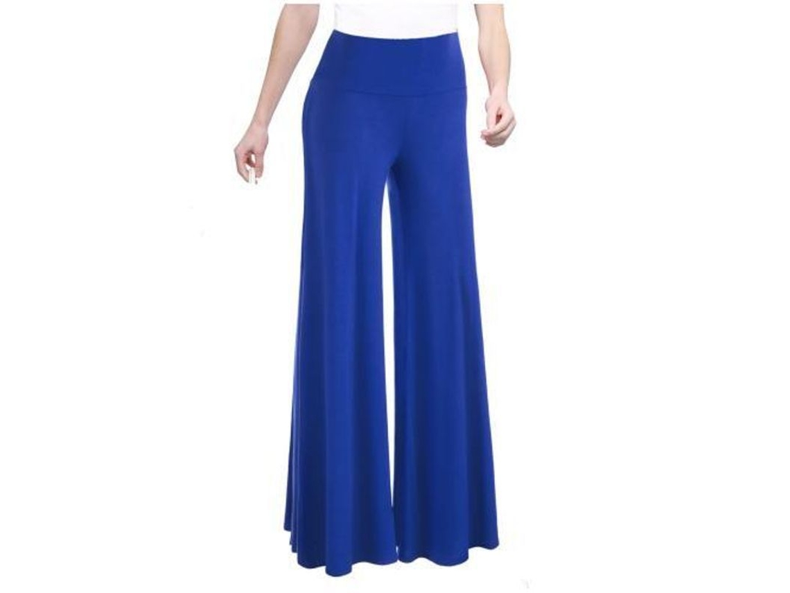 2026-pantalones De Salón De Pierna Ancha Elásticos Para Mujer De Cintura Alta Casual Y Cómodos M Azul