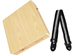 Cajón portátil de fresno chino con panel de madera de olmo y tambor de madera natural.