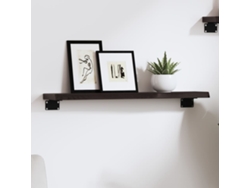 Estante De Pared | Estante Flotante | Estantería Pared Madera Roble Tratada Marrón Oscuro 60x10x2 Cm