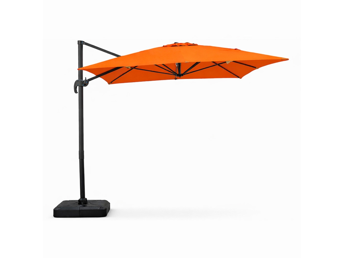 Cesare Parasol Rectangulaire 3x4m Déporté Rotatif Orange En Aluminium