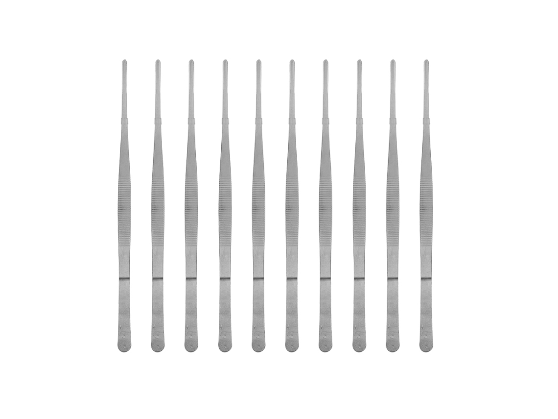 Paquete de 10 pinzas de acero inoxidable para alimentos, pinzas multifuncionales, pinzas rectas de 30 cm de largo