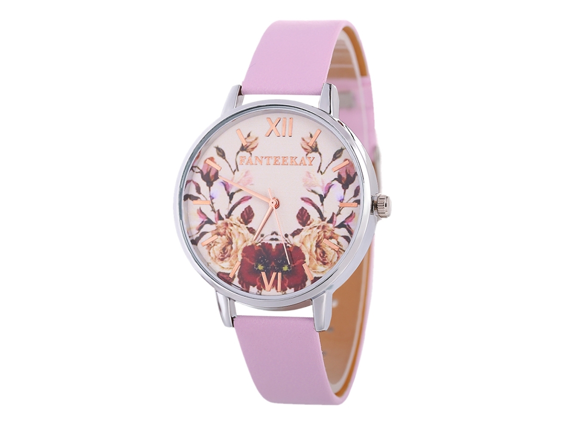 Reloj De Pulsera Rosa De Estilo Coreano Para Mujer, De Cuarzo, Con Correa De Cuero.