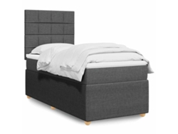 Cama Box Spring Con Colchón Tela Gris Oscuro 80x200 Cm