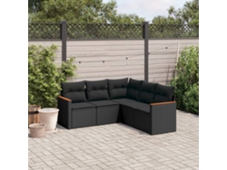 Conjunto de 5 sofás de jardín con cojines de mimbre sintético negro, Dkd Home Decor
