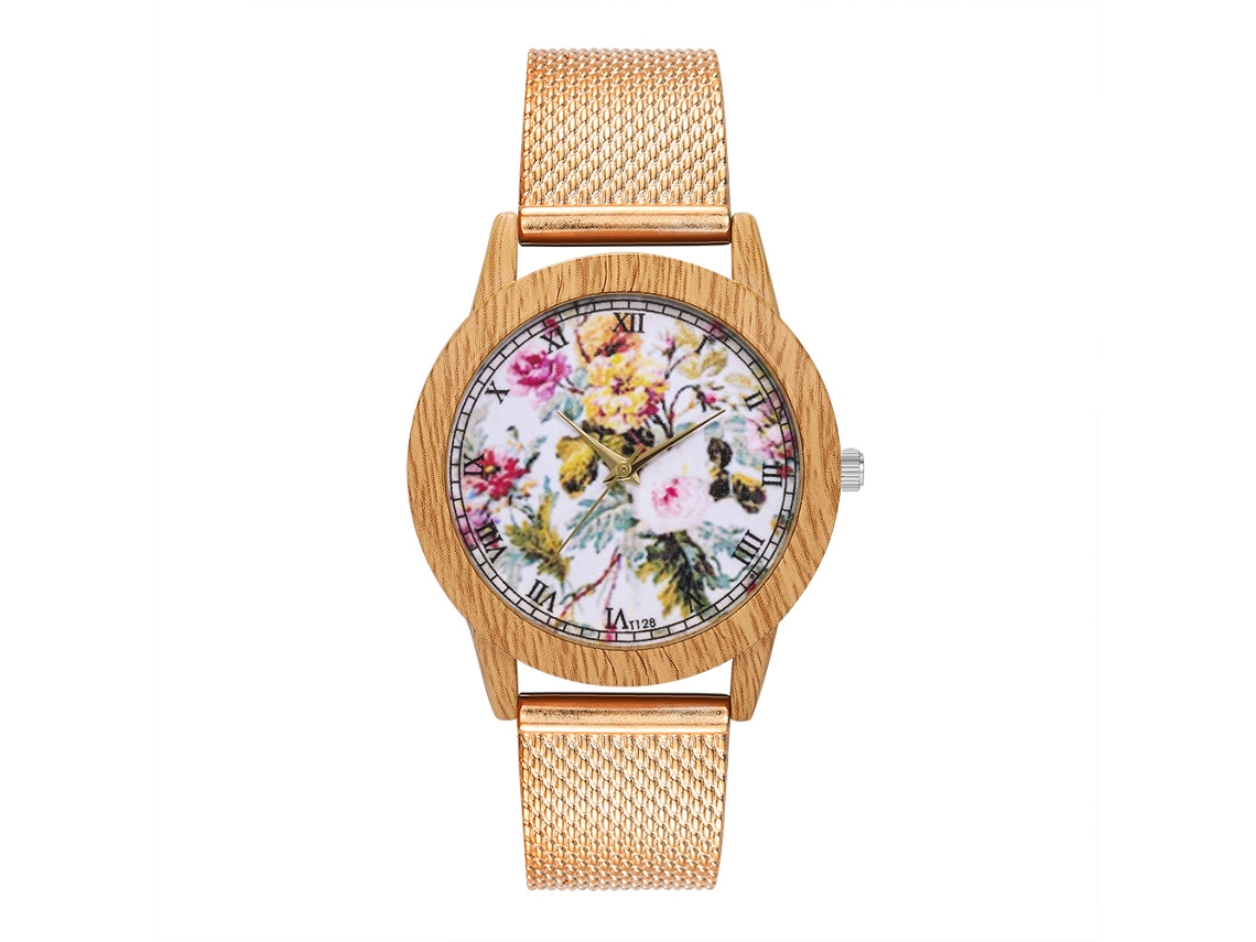 Reloj De Pulsera De Cuarzo Simple Para Hombre Y Mujer Con Cinturón De Silicona Mesh Zhoulianfa (oro Rosa)