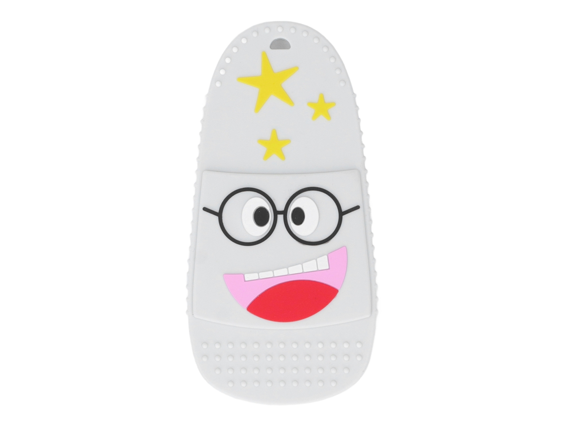 Chupete de silicona Mali para bebé con forma de zapatilla texturizada, color beige adorable.