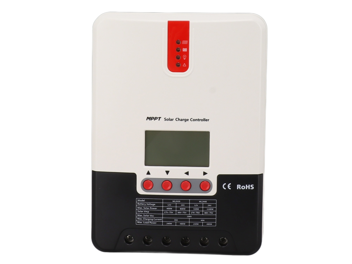Controlador solar MPPT con ajuste de parámetros y pantalla LCD