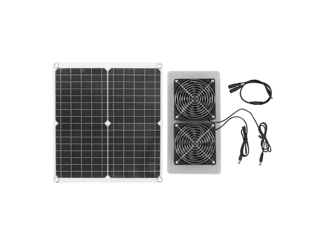 Kit de ventilador solar monocristalino de 18 V y 25 W, 3500 RPM, para invernadero, caseta para perros y autocaravanas.
